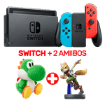 Nintendo Switch Neon Console + 2 Amiibos