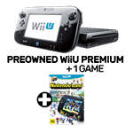 Wii U Black Premium Console (Refurbished by EB Games) + 1 Game (preowned)