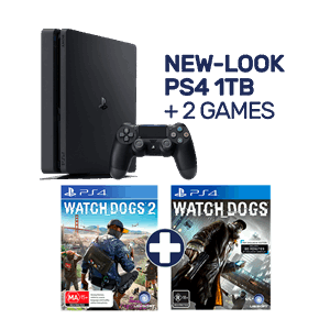 New-Look PlayStation 4 1TB Black Console + 2 Games