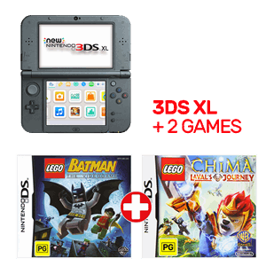 New Nintendo 3DS XL Metallic Black Console + 2 Games