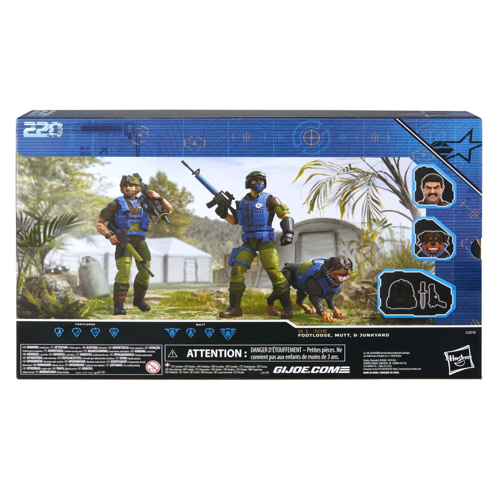 G.I. Joe - Classified Series #220 - Mad Marauders Footloose, Mutt, & Junkyard Action Figures & Dog - Packshot 2