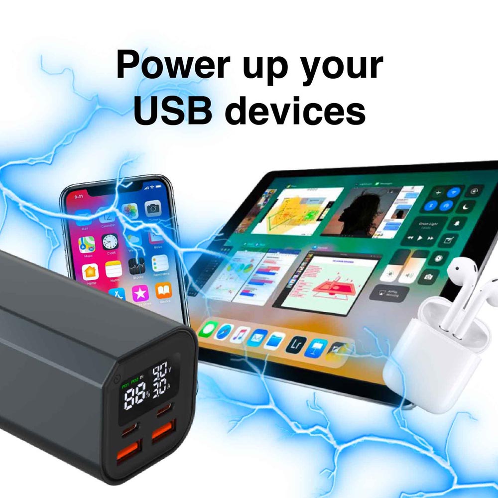 Laser 20,000mAh 100W PD Laptop Power Bank - Black - Packshot 4
