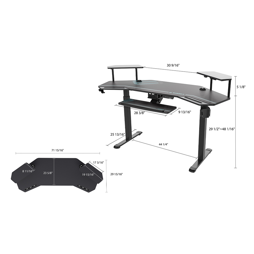 Eureka 72" Studio Electric Standing Desk With Keyboard Tray - Packshot 2