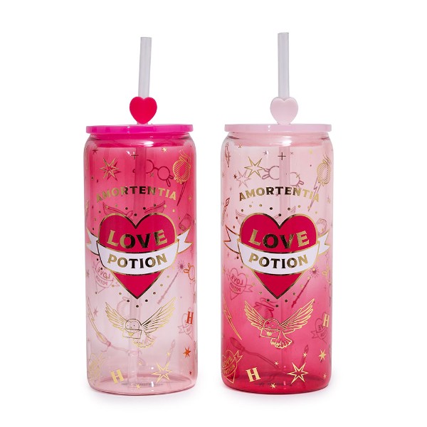 Harry Potter - Love Potion Glass Cup with Straw Twin Pack - Packshot 1