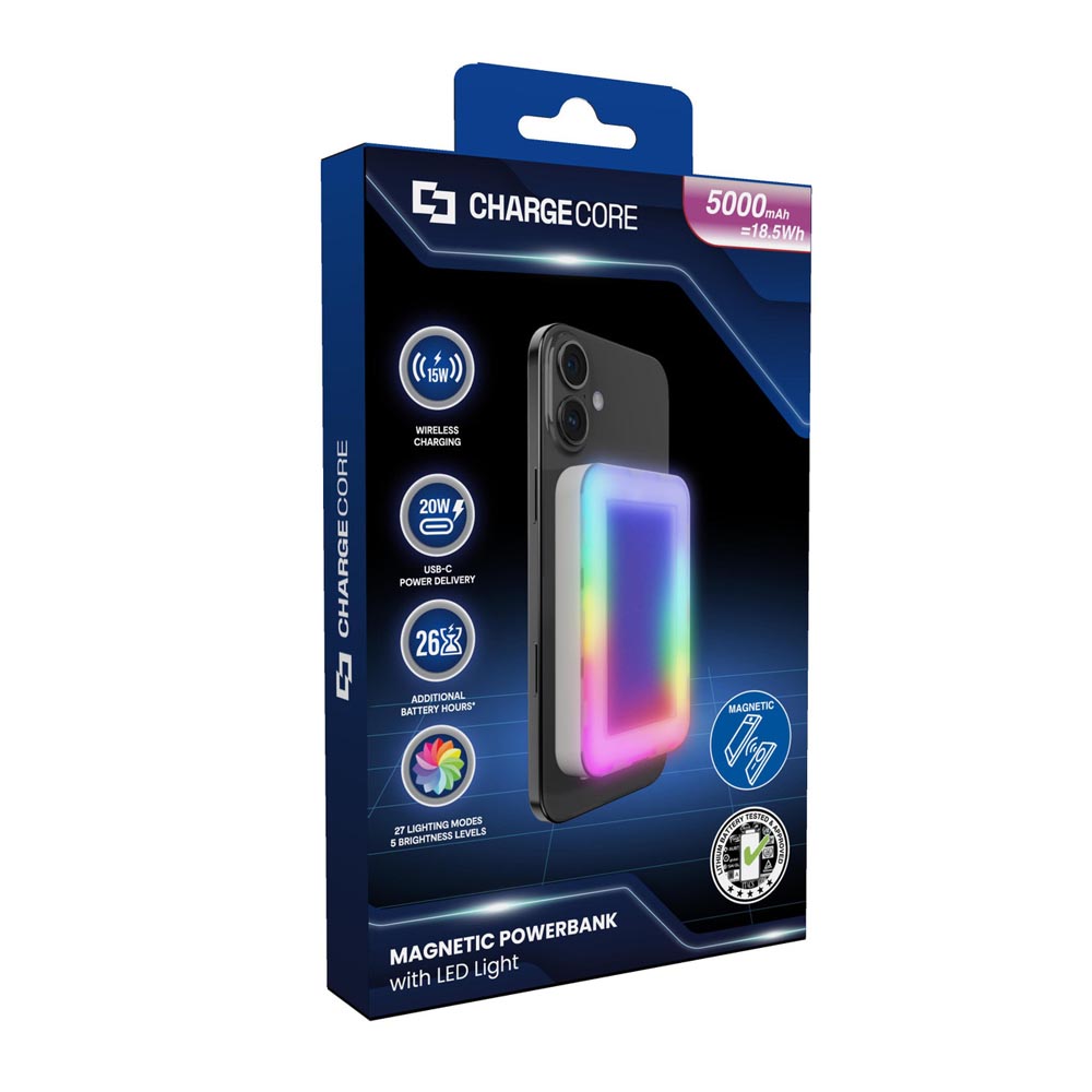 Laser ChargeCore 5000mAh Selfie Powerbank - White - Packshot 2