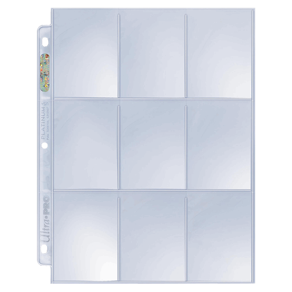 thumbnail image 2 of Ultra PRO Platinum 9-Pocket Trading Card Pages – 2 Packs Of 100 (200 Pages Total) – Acid-Free, Top Loading, For Pokémon & Standard Cards 2 of 6