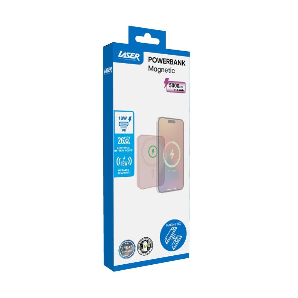 Laser - Slim Magnetic 5K Power Bank - Transcendent Pink - Packshot 4