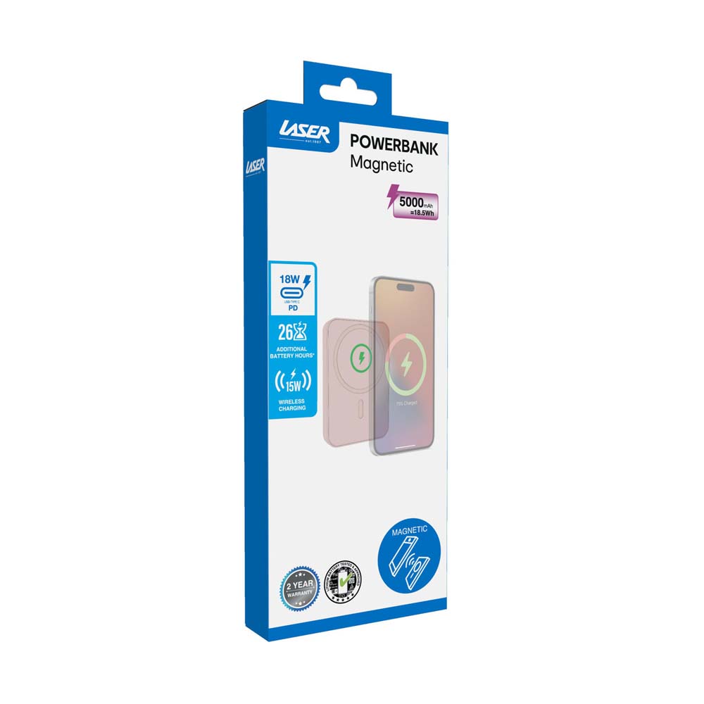 Laser - Slim Magnetic 5K Power Bank - Transcendent Pink - Packshot 4