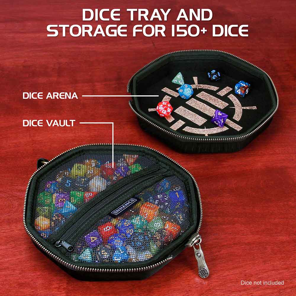 Enhance Tabletop RPGs Collectors Edition 7pc Enamel Dice Set with Drawstring Pouch (Black)