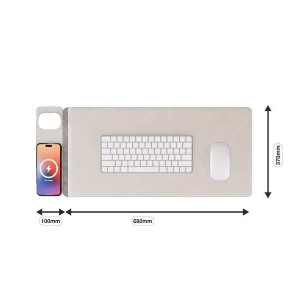 Laser Wireless Charging Desk Mat - Grey - Packshot 4