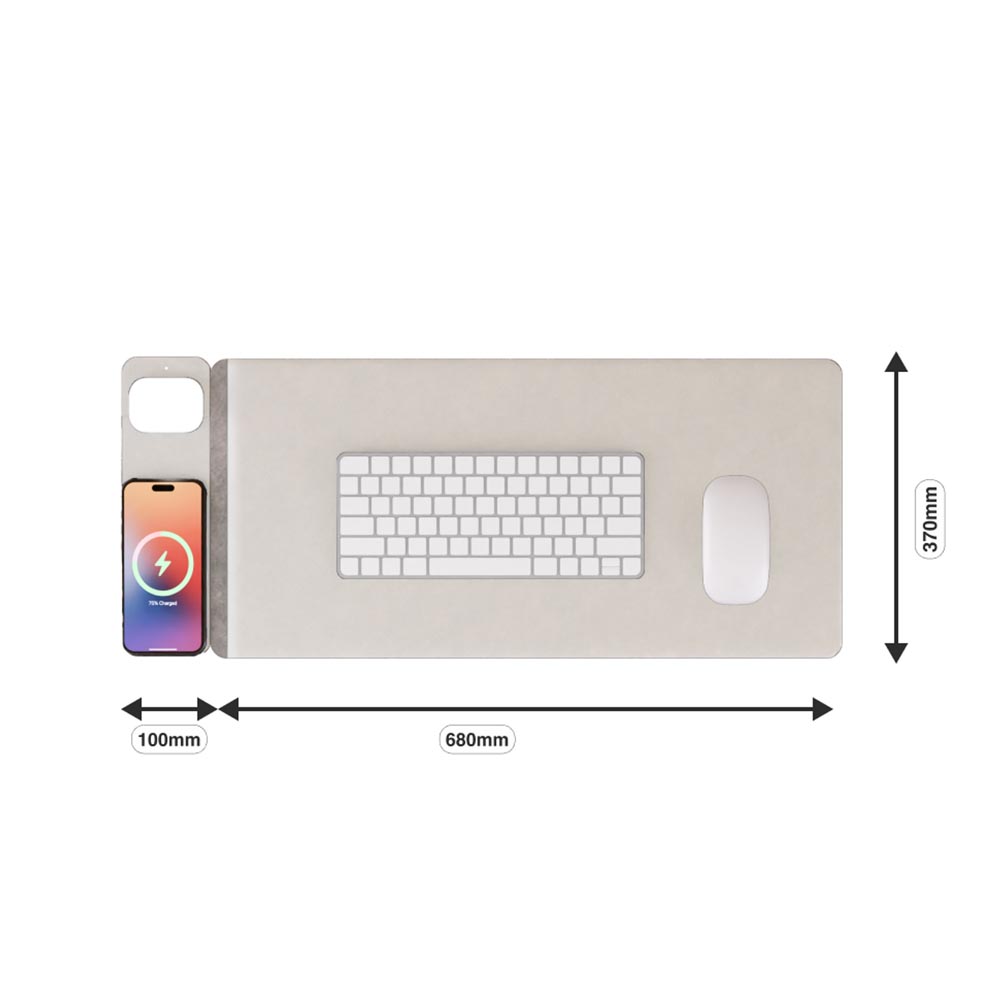 Laser Wireless Charging Desk Mat - Grey - Packshot 4