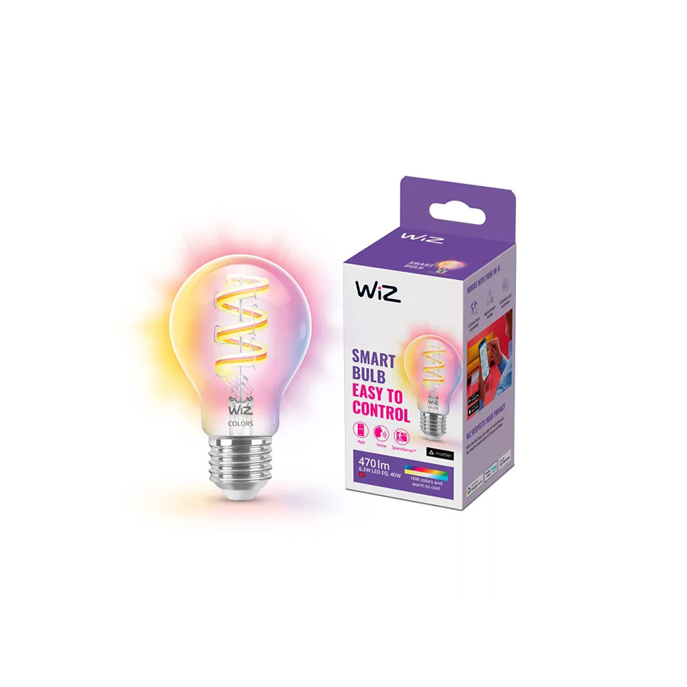 WiZ Colour & White 40W A60 E27 Filament Light Bulb (Clear) Gen 2 - Packshot 2