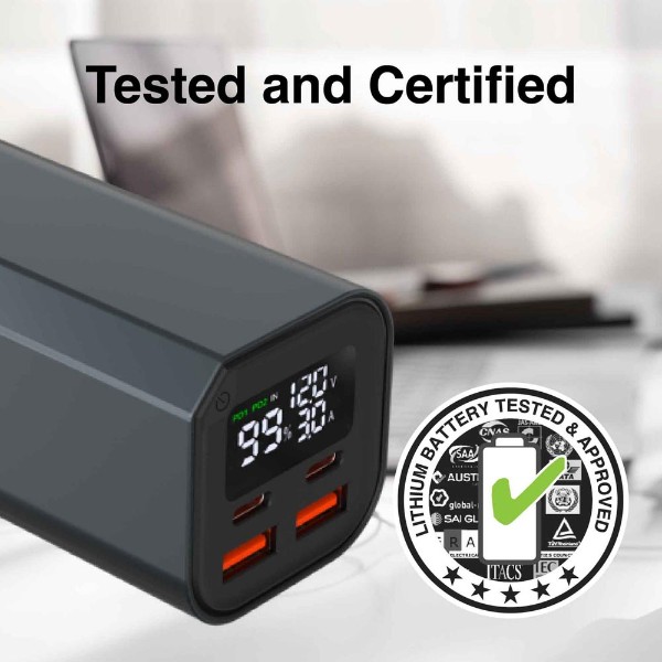 Laser 20,000mAh 100W PD Laptop Power Bank - Black - Packshot 5