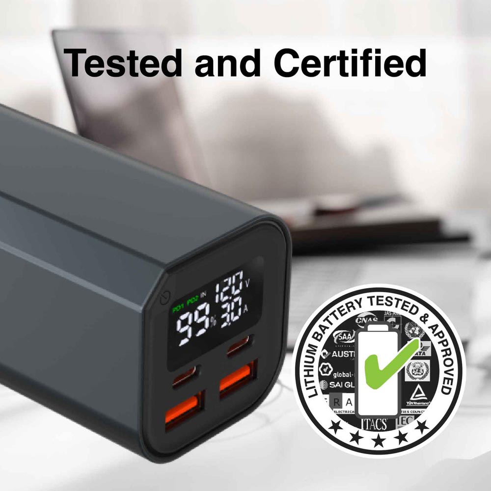 Laser 20,000mAh 100W PD Laptop Power Bank - Black - Packshot 5