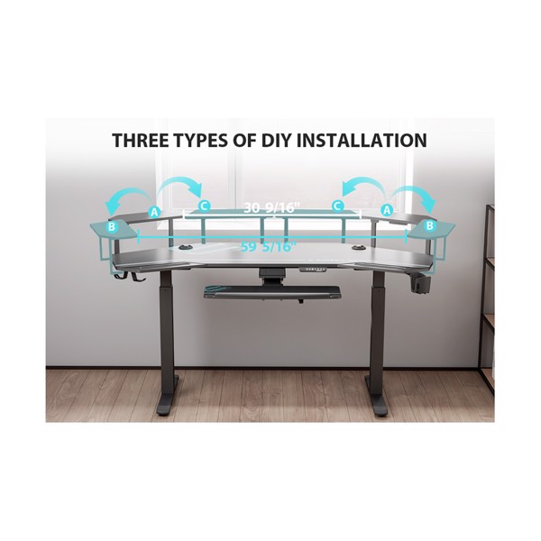 Eureka 72" Studio Electric Standing Desk With Keyboard Tray - Packshot 4