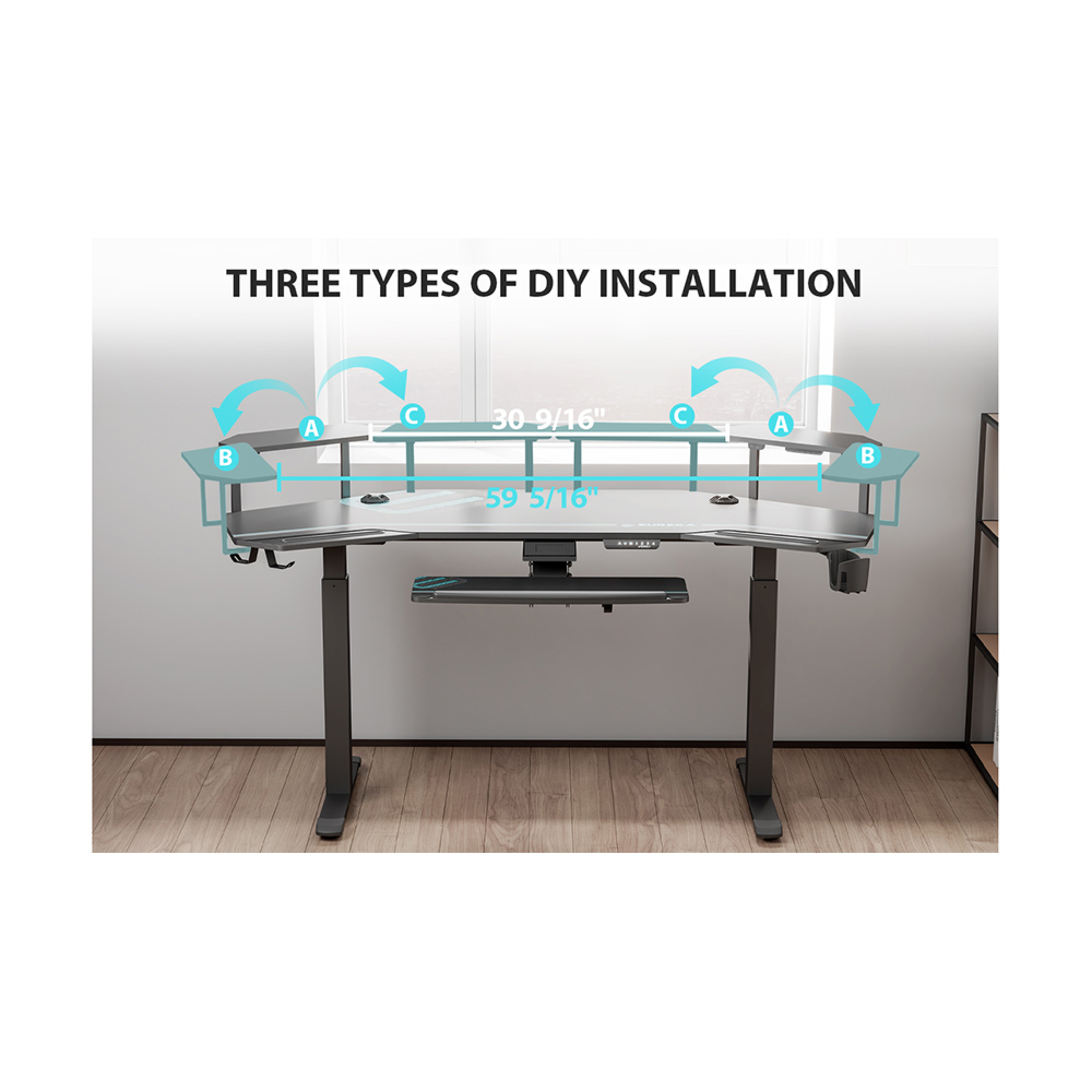Eureka 72" Studio Electric Standing Desk With Keyboard Tray - Packshot 4