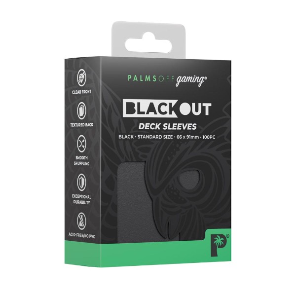 Palms Off Gaming - Blackout Deck Sleeves 100pk - Standard Size - Black - Packshot 1