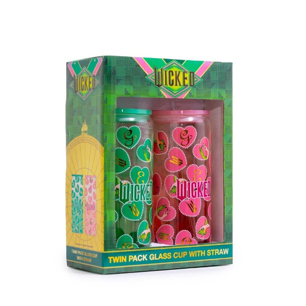 Wicked - Glinda & Elphaba Glass Cup with Straw Twin Pack - Packshot 3