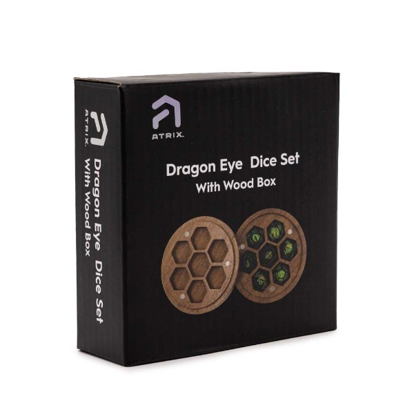 Dragon Eye Dice Set with Wood Box - Green - Packshot 4