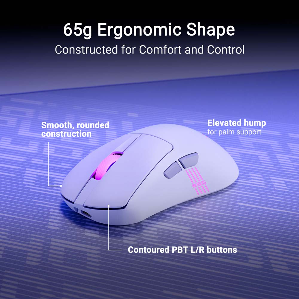 ASUS ROG - Keris II Origin eSports Ergo Wireless Gaming Mouse - White - Packshot 6