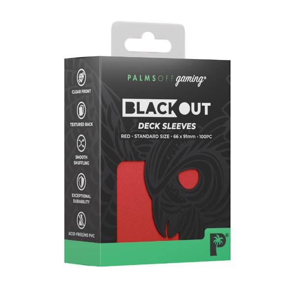 Palms Off Gaming - Blackout Deck Sleeves 100pk - Standard Size - Red - Packshot 1