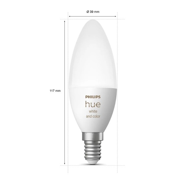 Philips - Hue E14 B39 Candle-Shaped Smart Bulb V2 - Packshot 3