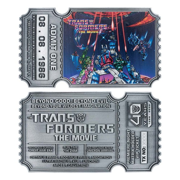 Transformers - Transformers: The Movie - 40th Anniversary Limited Edition Metal Replica Movie Ticket - Packshot 2