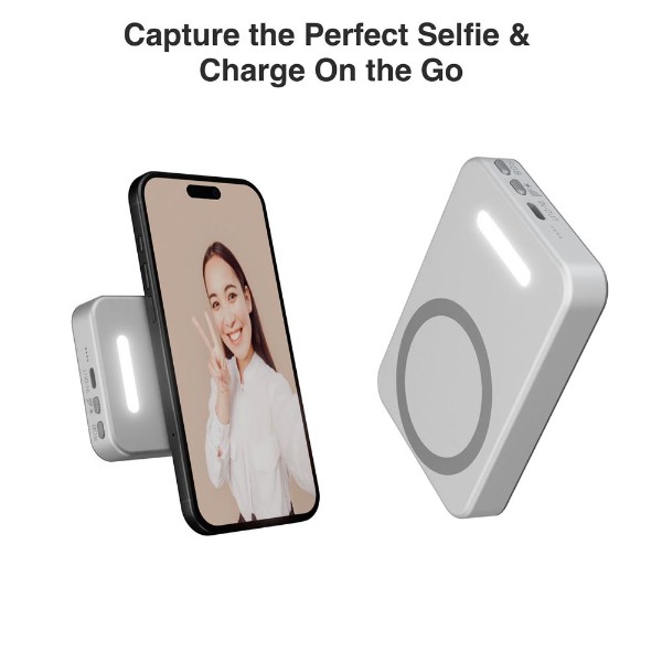 Laser ChargeCore 5000mAh Selfie Powerbank - White - Packshot 4