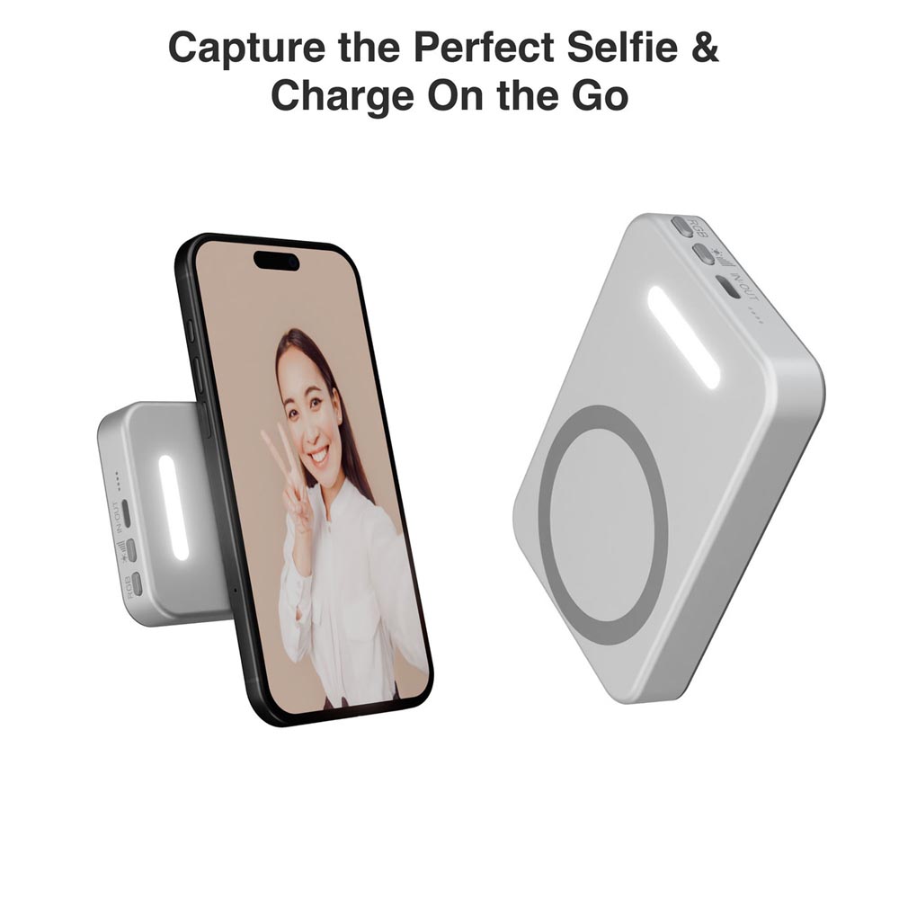 Laser ChargeCore 5000mAh Selfie Powerbank - White - Packshot 4