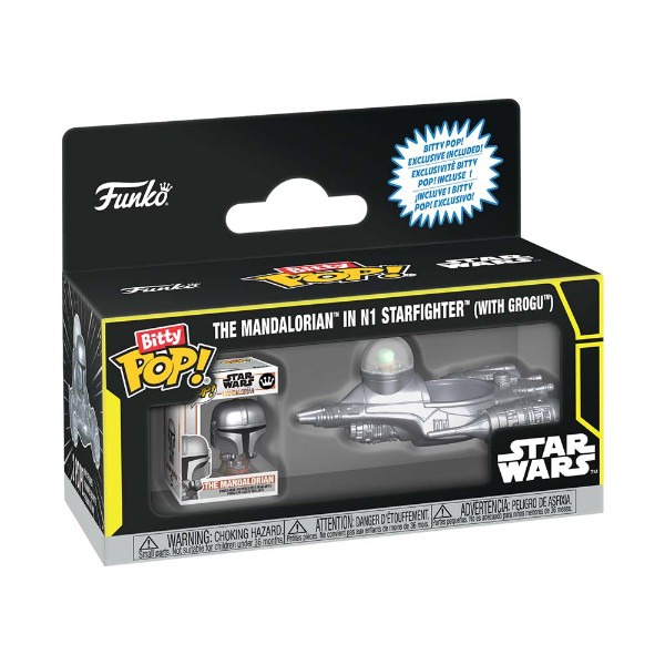 Star Wars - The Mandalorian in N1 Starfighter (with Grogu) Bitty Pop! Rides Vinyl Figure - Packshot 1