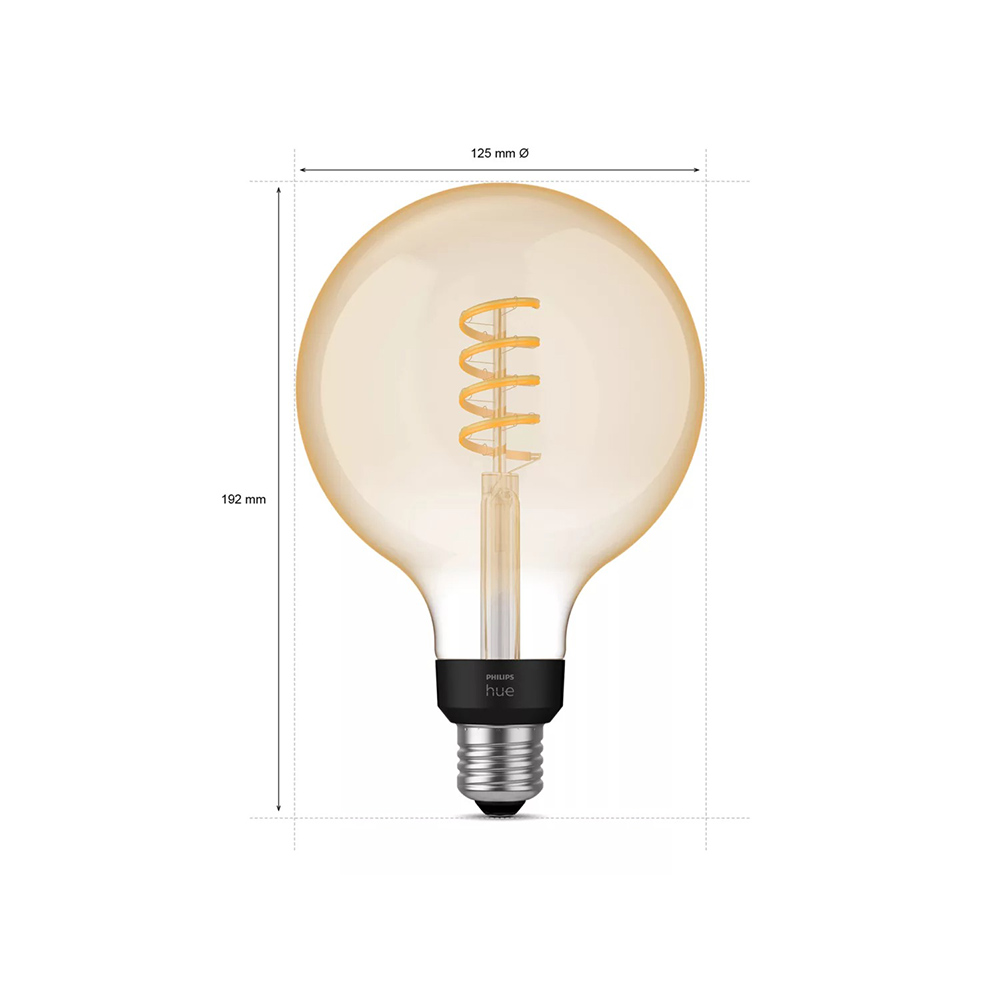Philips - Hue White Ambiance Filament G125 Globe - E27 Smart Bulb - Packshot 3
