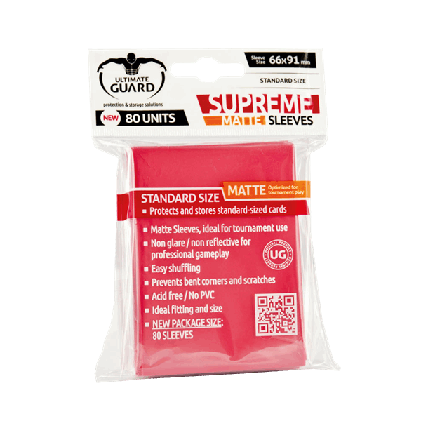 ultimate guard supreme sleeves standard size matte red 80 pack