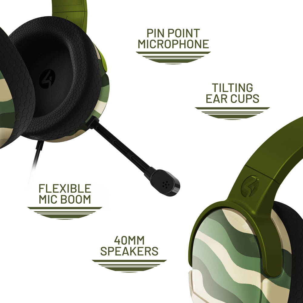 4Gamers Panther Gaming Headset Wave Forest + Headset Stand with Base - Packshot 5