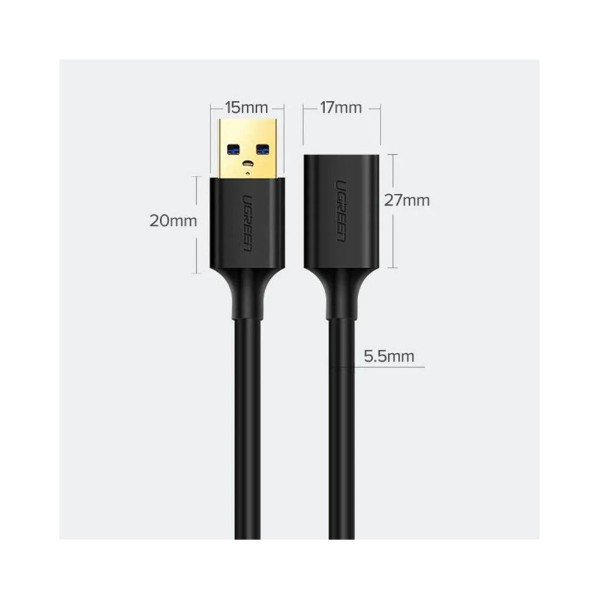 UGreen USB 3.0 A Male to Female Extension Cable 0.5M Black 5Gb s Data Transfer - Packshot 1