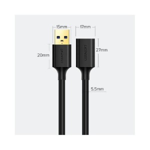 UGreen USB 3.0 A Male to Female Extension Cable 0.5M Black 5Gb s Data Transfer
