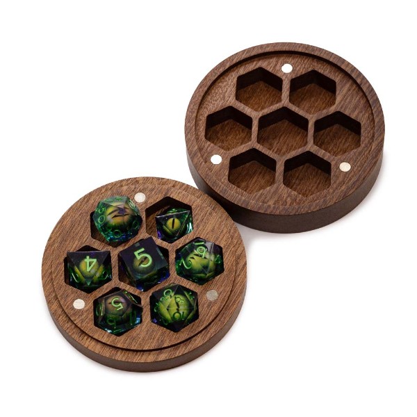 Dragon Eye Dice Set with Wood Box - Green - Packshot 1