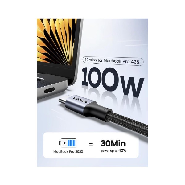 UGREEN 100W USB-C to USBC Charger Cable 6.6FT Fast Charging iPhone 15 MacBook Pro Samsung Galaxy S24 - Packshot 1