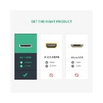 UGREEN Mini HDMI Male to HDMI Female Adapter Cable 22cm 4K Support Black - Packshot 3