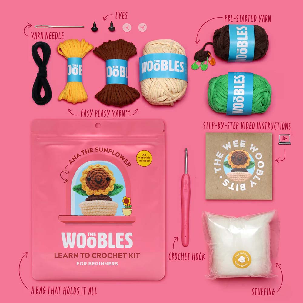 The WOOBLES - Ana the Sunflower Crochet Kit - Packshot 3