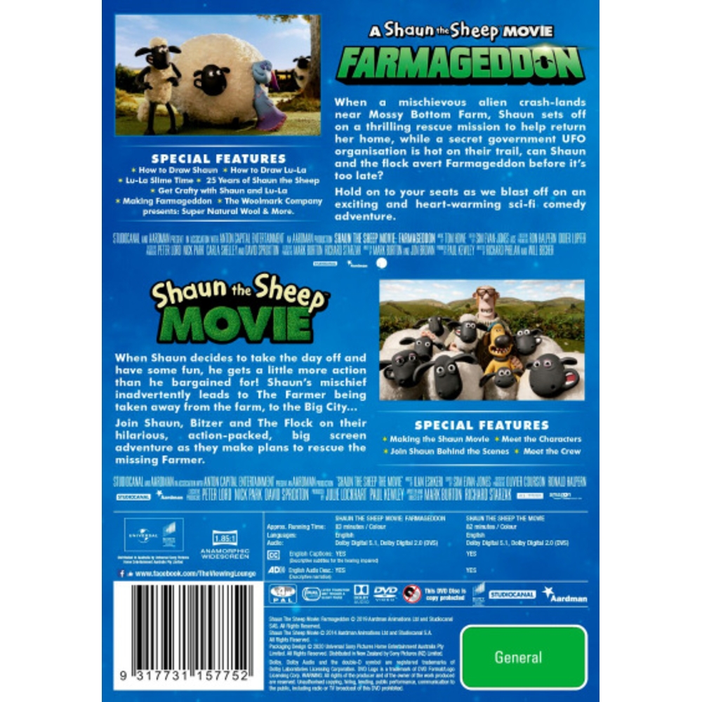 2 Movie Collection (A Shaun the Sheep Movie: Farmageddon / Shaun the Sheep Movie) - Packshot 2