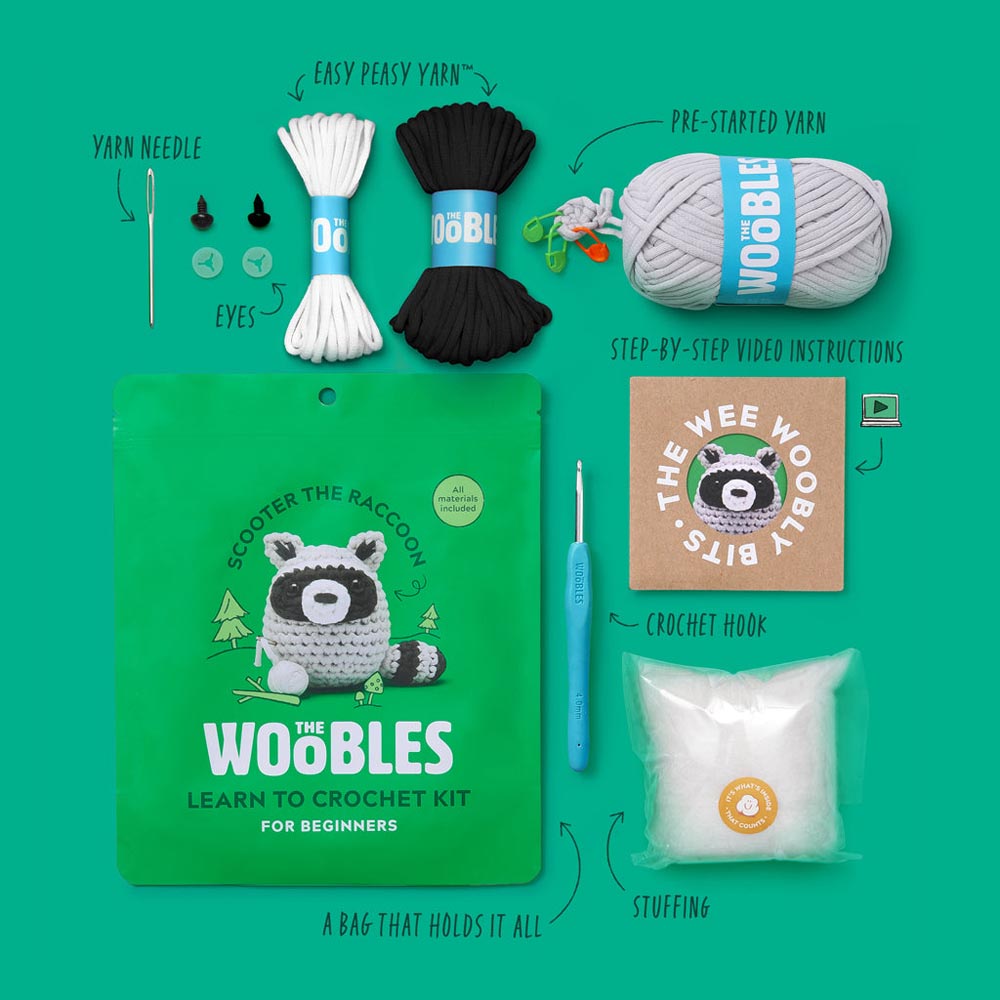 The WOOBLES - Scooter the Raccoon Crochet Kit - Packshot 3