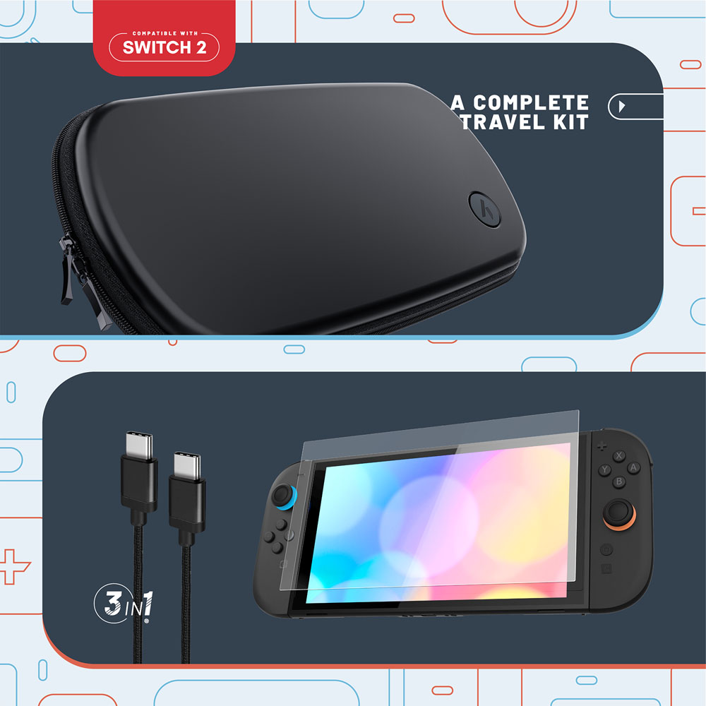 4Gamers - Travel Kit for Nintendo Switch 2 - Black - Packshot 3