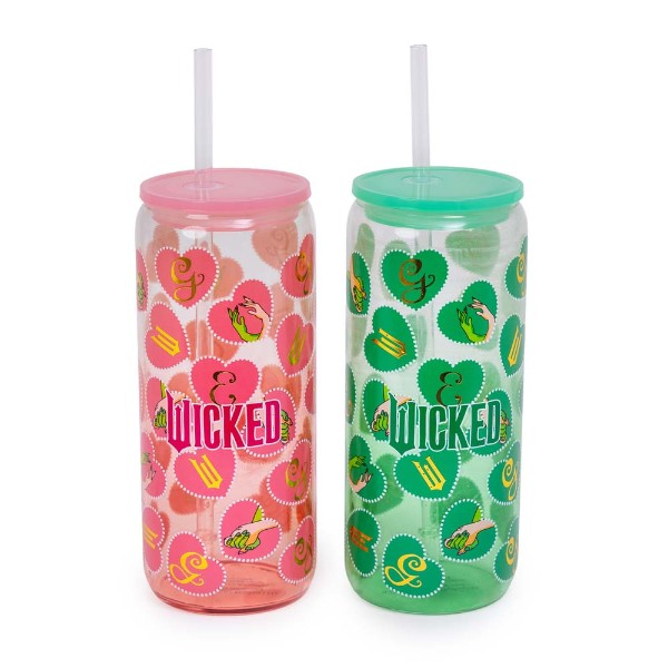 Wicked - Glinda & Elphaba Glass Cup with Straw Twin Pack - Packshot 1