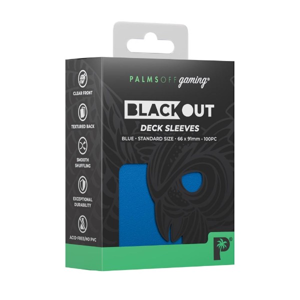 Palms Off Gaming - Blackout Deck Sleeves 100pk - Standard Size - Blue - Packshot 1