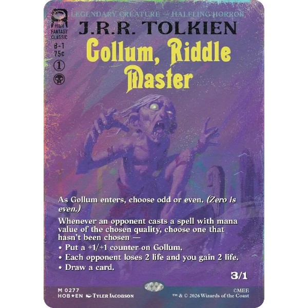 Magic: The Gathering - TCG - The Hobbit - Gollum, Riddle Master (Borderless) (Surge Foil) Foil 277 - NM/M - Packshot 1
