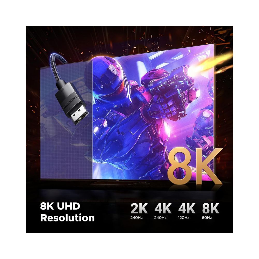 UGreen 8K Displayport 1.4 Cable UGREEN 2m Gaming 4K 144Hz - Packshot 3