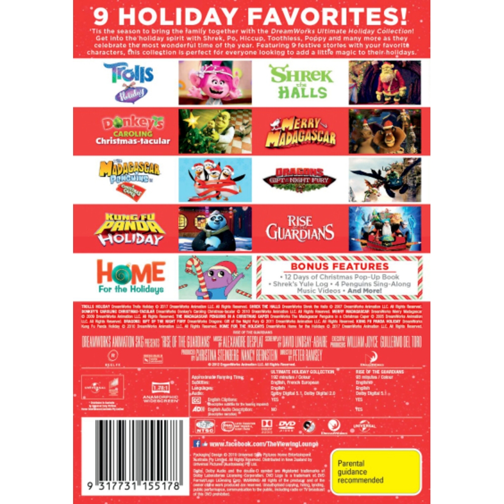Ultimate Holiday Collection: (Trolls/Shrek the Halls/Donkey's Caroling/Merry Madagascar/The Madagascar Penguins/Dragons: Gift Night Fury/Kung Fu Panda - Packshot 2