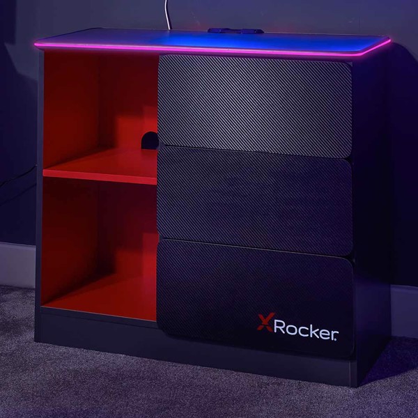 X Rocker Carbon-Tek Chest of 3 Drawers with LED Lights - Black - Packshot 6