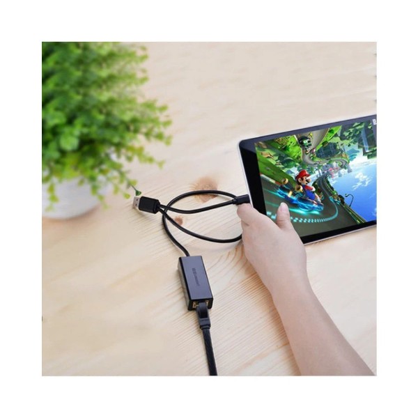 UGreen USB 2.0 to 100Mbps Ethernet Adapter 10cm Black - Packshot 3