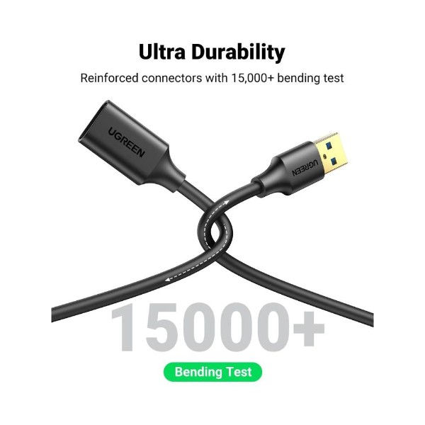 UGreen USB 3.0 A Male to Female Extension Cable 2m Black - Packshot 1